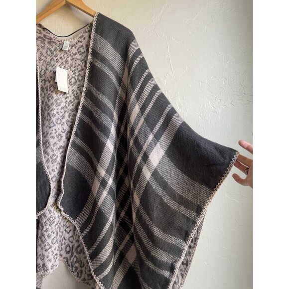 New! CATO Pink Gray One Size Reversible Scarf Shawl Wrap Soft Lightweight Plaid - Picture 5 of 9